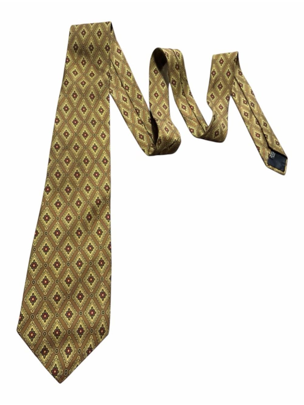GEOFFREY BEENE Gold Patterned Men's 100% Silk Tie